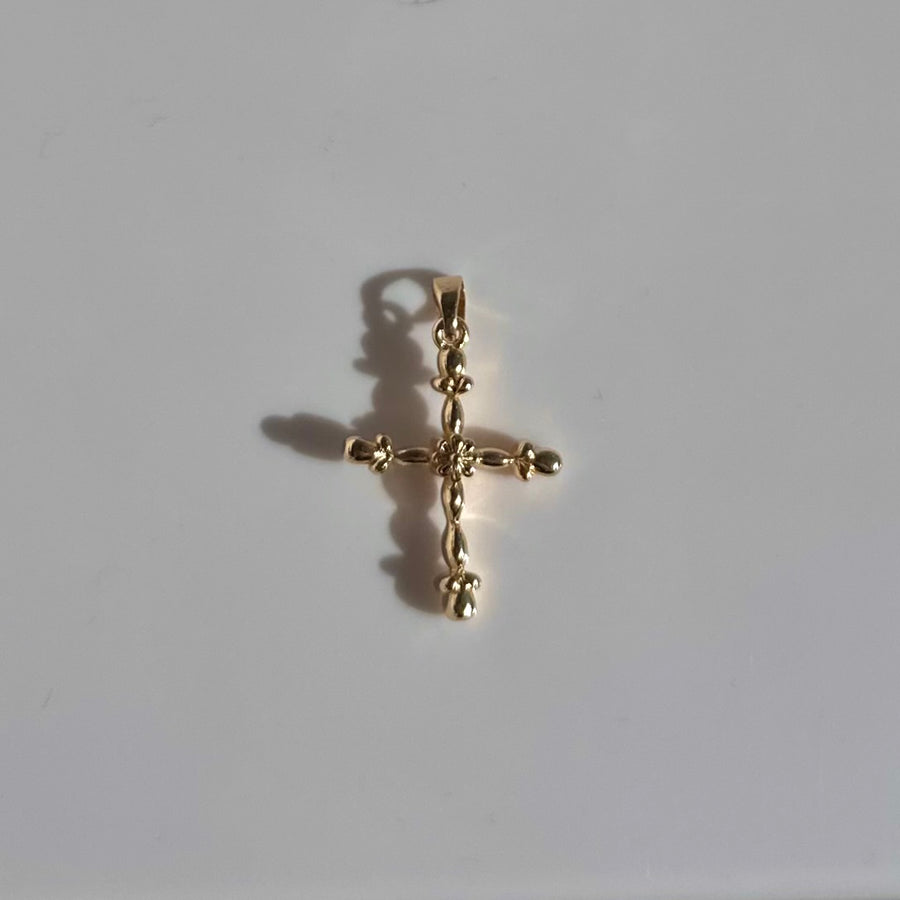 Baroque Cross Charm - Gold Filled