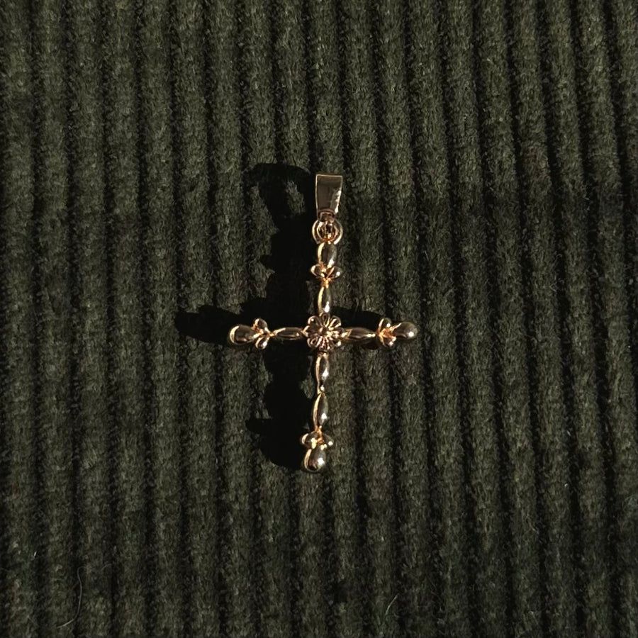 Baroque Cross Charm - Gold Filled